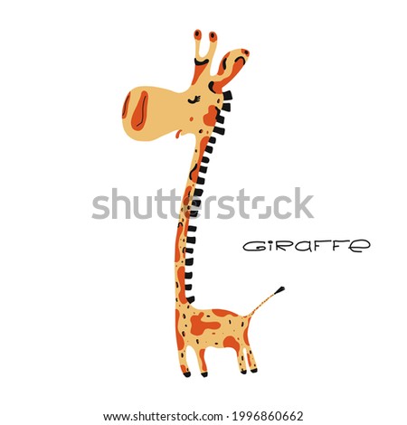 Cute giraffe cartoon of illustration. character vector design.Children illustration for School books and more. Animal print for emblem, t-shirt, poster, character