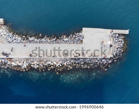 Top down view of port in Chios Island, Greece