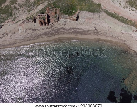 Top down view of seaside in Chios island, Greece