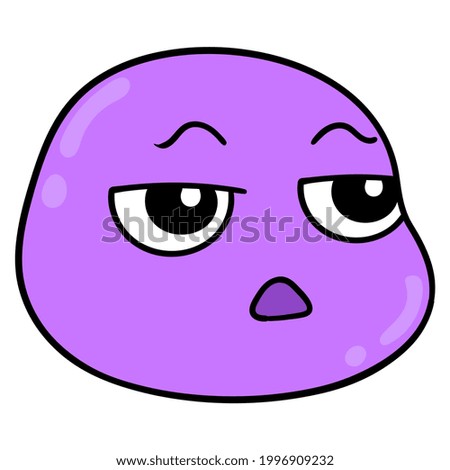 purple head with an innocent expression, vector illustration carton emoticon. doodle icon drawing