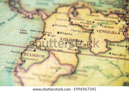 Colombia in close up on the map