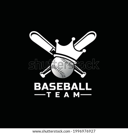 Baseball team logo design in black and white color