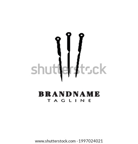 needle acupuncture logo icon design template cute vector cute