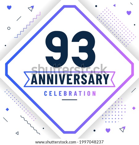 93 years anniversary greetings card, 93 anniversary celebration background free vector.