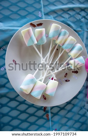 Colorful marshmallows on a stick