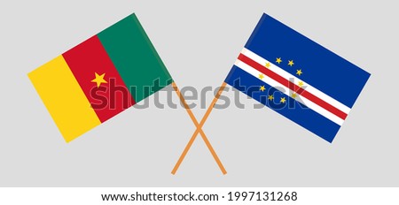Crossed flags of Cameroon and Cape Verde. Official colors. Correct proportion