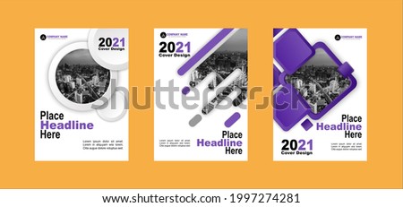 City Background Business Book Cover Design Template Set in A4. Can be adapt to Brochure, Annual Report, Magazine,Poster, Corporate Presentation, Portfolio, Flyer, Banner, Website. Royalty-Free Stock Photo #1997274281
