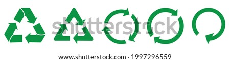 Set of green recycle icons. Design for web and mobile app. Vector illustration isolated on white background
