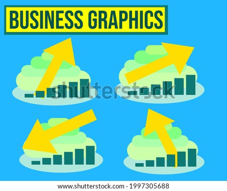 Business graphics charts. Financial analysis data graphs and diagram, marketing statistic modern business presentation elements vector investment progress icon set. arrow bussine, arrow element 