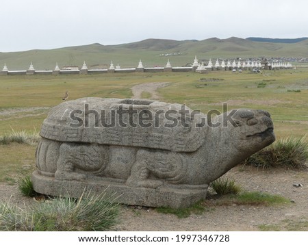 Beautiful turtle statue (Erdene Zuu, Kharakhorum, Aïmag d'Ovökhangaï, Mongolia, Asia)
