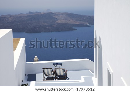 greek island patio with incredible view santorini greece