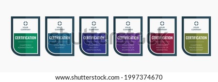 Certification badge business in category template. Emblem certified chartered icon vector illustration. Royalty-Free Stock Photo #1997374670