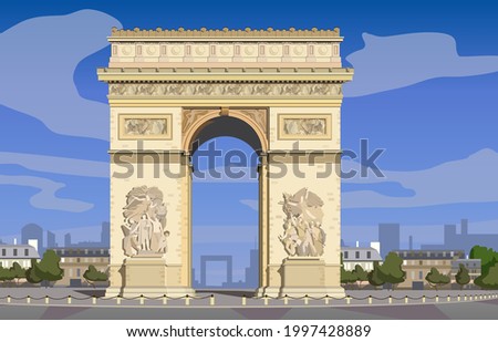 Triumphal Arch.Charles de Gaulle square. Vector. Royalty-Free Stock Photo #1997428889