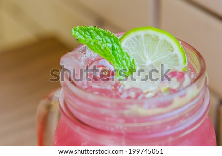 Pink lemonade juice cocktail