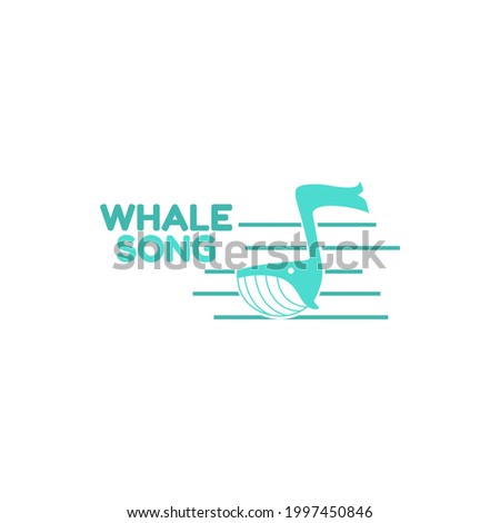 Whale animal Song Harmony music Blue logo concept design illustration