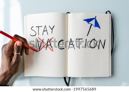 Staycation Summer Vacation Text. Stay Home For Holiday