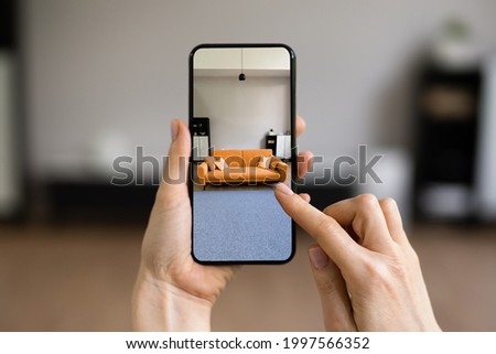 AR Technology App For Living Room Living Room Furniture Royalty-Free Stock Photo #1997566352