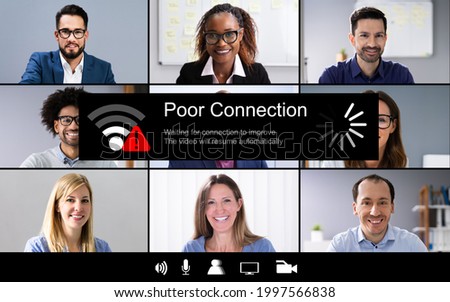 Video Conference Slow Internet Connection. Poor Signal Problem Royalty-Free Stock Photo #1997566838