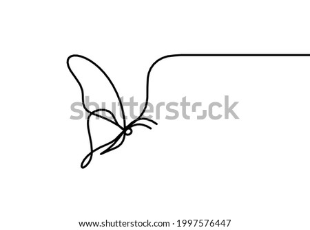 Butterfly as drawing line isolated on the white. Vector