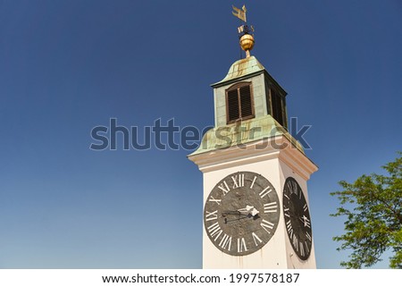 The clock tower in Petrovaradin Fortress, Novi Sad, Serbia. High quality photo