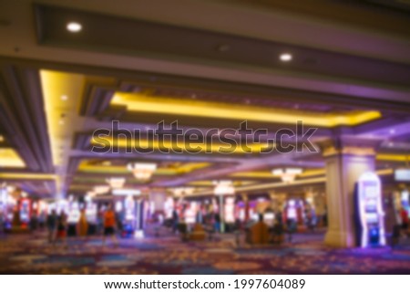 Abstract blur background of wide open casino floor in Las Vegas. Royalty-Free Stock Photo #1997604089