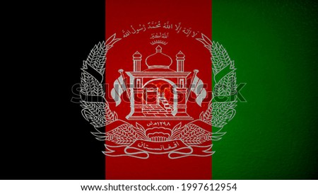 Flag with original proportions. Closeup of grunge flag of Afganistan