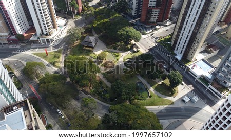 Aerial photo of the Japan Square in Curitiba, Parana - Brazil