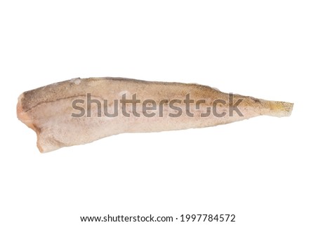 Fresh frozen hake or pollock isolated on white background. File contains clipping path.