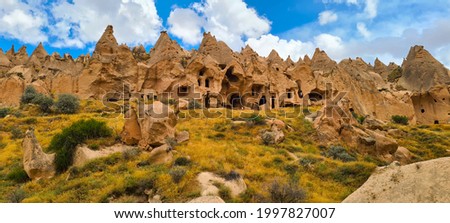 Spectacular view of Zelve Open Air Museum. Spectacular pictures of Zelve historical air museum. Amazing cave house. Nevşehir - Turkey Royalty-Free Stock Photo #1997827007