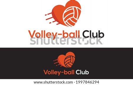 Logo in the theme of the game of volleyball that shows a volleyball ball inside a heart