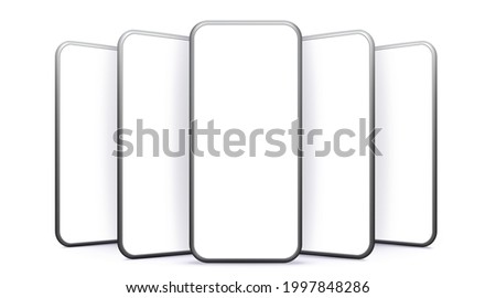 Mobile Phone Vector Mockups With Perspective Views. Blank Smartphone Screens Isolated on White Background.