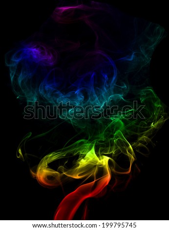 High resolution. beautiful colored smoke on a black background