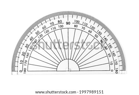 Semicircle transparent ruler isolated on white, with clipping path