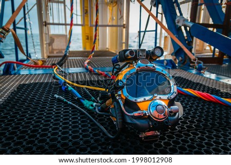 Professional diving helmet ready to dive Royalty-Free Stock Photo #1998012908