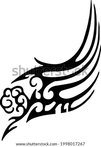 Vector illustration tribal tattoo wings isolated on white background