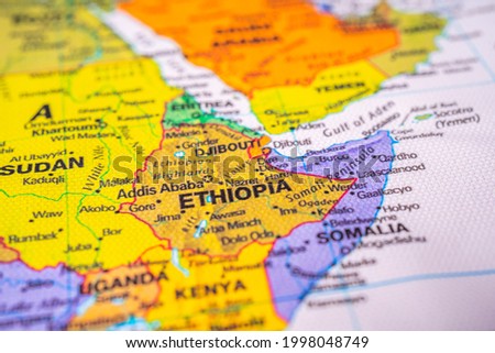 Ethiopia on map travel background texture