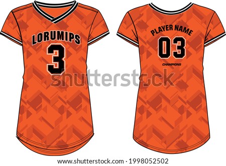 Women Sports Jersey t-shirt design with halftone geometric pattern concept Illustration suitable for girls and Ladies for Volleyball jersey, Football, Soccer and netball, Sport uniform kit for sports