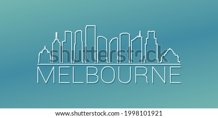 Melbourne VIC, Australia Skyline Linear Design. Flat City Illustration Minimal Clip Art. Background Gradient Travel Vector Icon.