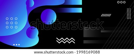 Abstract Black Background with Dynamic Blue Liquid and Circle Combination.