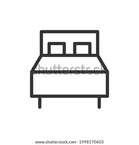 Bed minimal line icon. Web stroke symbol design. Bed sign isolated on a white background. Premium line icon.
