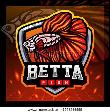Betta fish zentangle arts mascot. esport logo design