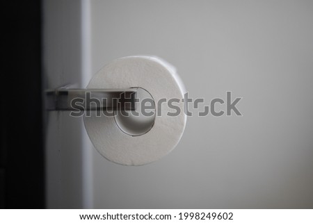 Toilet roll on metal holder