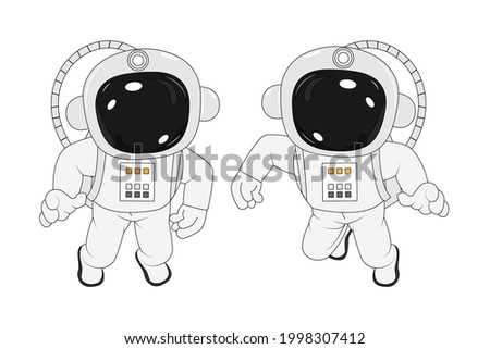 cute astronaut cartoon, simple vector illustration