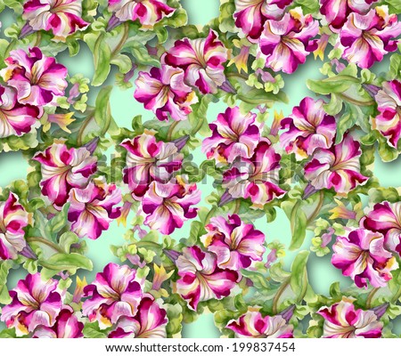Colorful floral seamless pattern on green background vector