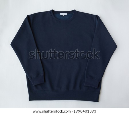 Navy long t-shirt, front view, clothes on isolated white background
