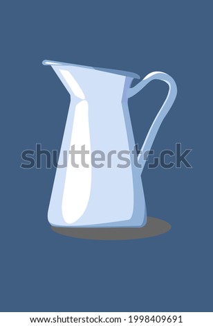 Blue kitchen water jug with white highlights and shadows.