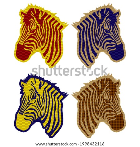 Zebra Animal Vector Illustration. Zebra Portrait With Abstract Texture Isolated On A White Background
