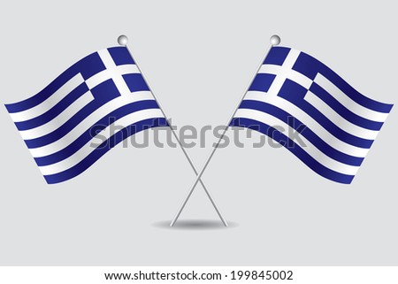 a pair of greek flags in grey background