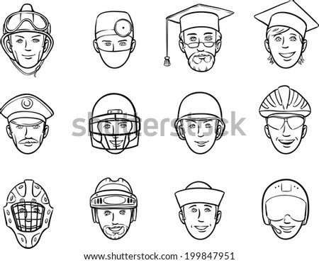 whiteboard drawing - cartoon avatar faces job occupations