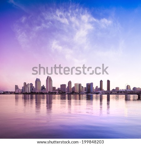 Downtown City of San Diego, California USA at Dawn